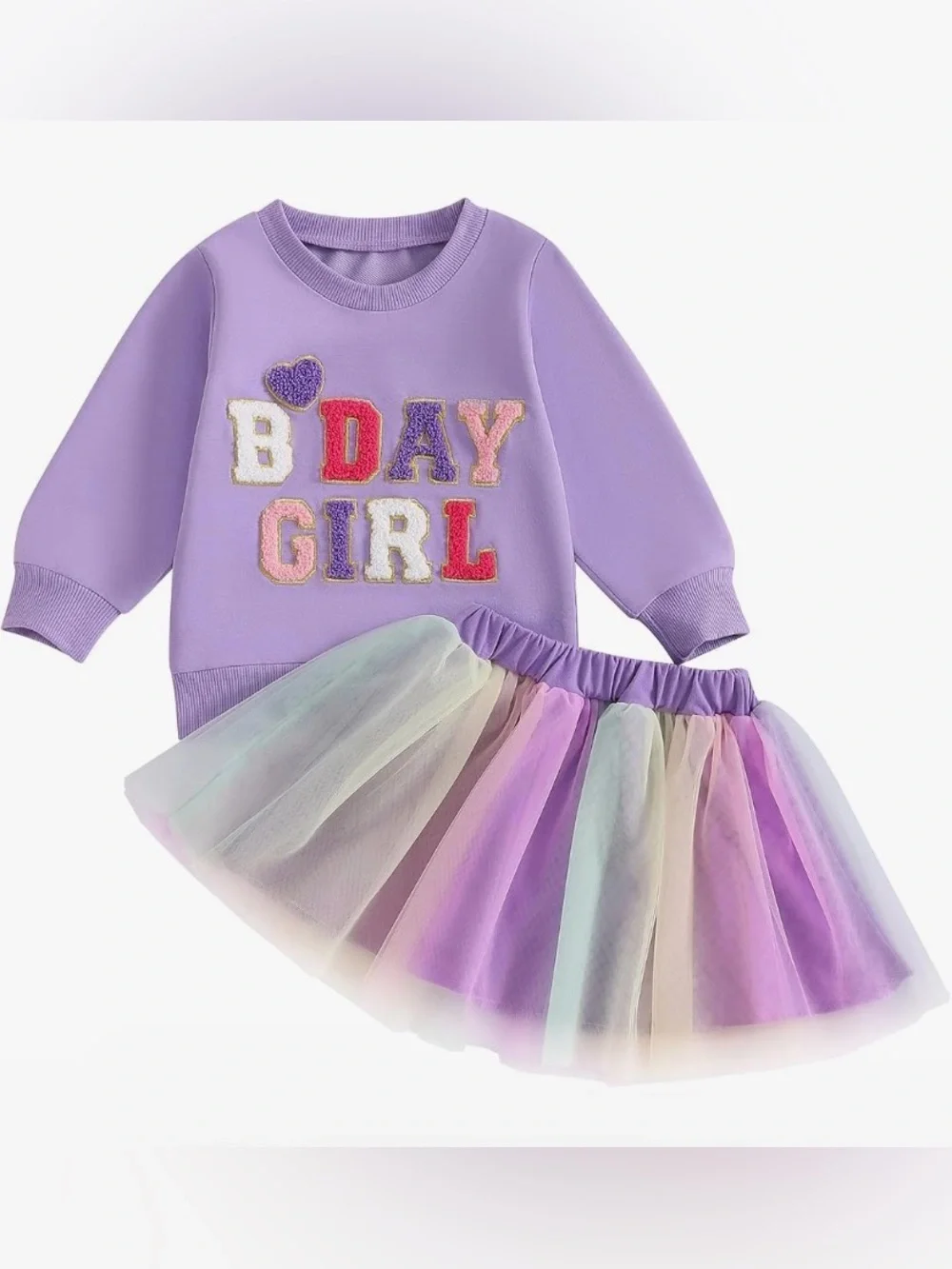 Baby Girl Birthday Outfit purple Birthday sweatshirt and Tutu Skirt Set 5/6 T